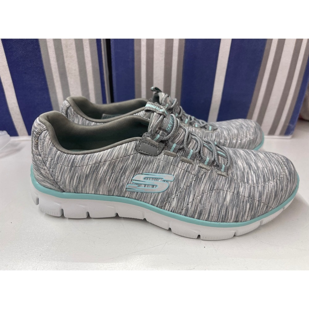 Skechers Relaxed Fit Gray Light Blue Memory Foam Sneakers 12414 Womens 6